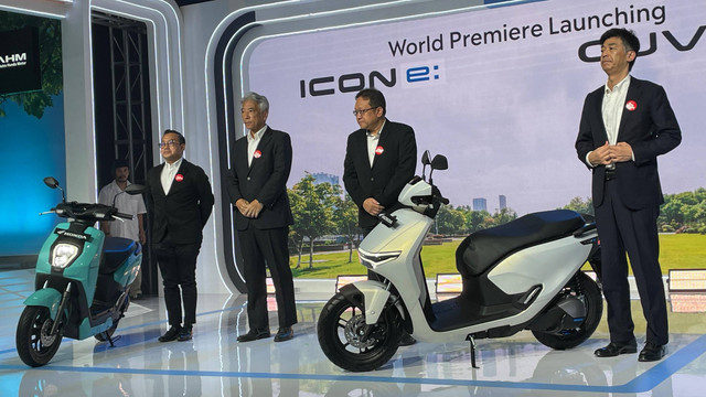 Debut global, PT Astra Honda Motor (AHM) luncurkan dua motor listrik, Honda CUV e: dan Honda ICON e:, Rabu (9/10/2024). Foto: Sena Pratama/kumparan