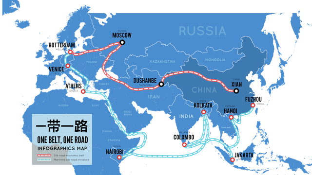 Peta Belt and Road Initiative yang digagas oleh Tiongkok. (Sumber : Shutterstock)