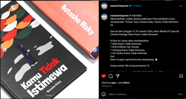 Unggahan Buku Kamu Tidak Istimewa (sumber: koleksi foto pribadi)