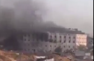 Bagian atas RS Indonesia dibakar tentara Israel, Senin (21/10/2024). Foto: X/Tangkapan layar 