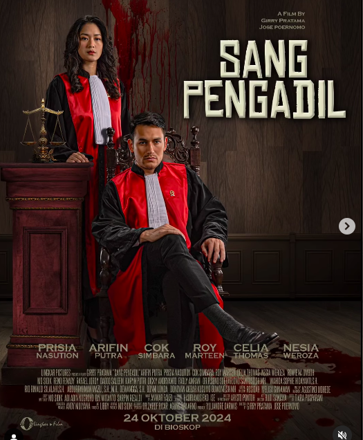 Film "Sang Pengadil" antara lain diproduseri oleh Dr. Zarof Ricar, pensiunan pejabat MA. Foto: Instagram/@sangpengadilmovie