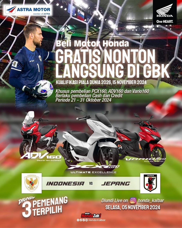 Beli motor honda bisa nonton Timnas di GBK. Foto: Dok. Astra Motor Kalbar