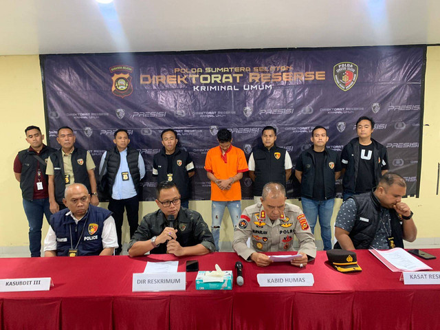 Polda Sumsel saat merilis penangkapan pelaku pembunuhan wanita hamil, Foto : IstIst