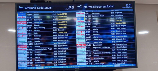 Data Penerbangan Bandara Internasional I Gusti Ngurah Rai, Bali, Jumat (15/11/2024). Foto: Humas Bandara Ngurah Rai 