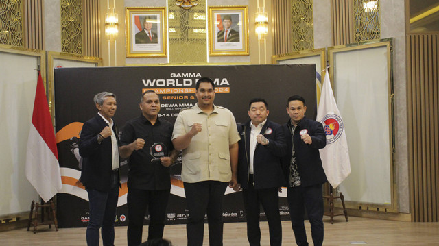 Konferensi pers terkait GAMMA World MMA Championships 2024 di Kantor Kemenpora, Jakarta (19/11/2024). Foto: Dok. LOC GAMMA World MMA Championships 2024