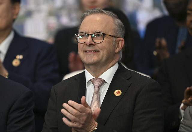 Perdana Menteri Australia Anthony Albanese berfoto bersama setelah menghadiri pertemuan Pembangunan Berkelanjutan dan Transisi Energi di Pertemuan Para Pemimpin G20 di Rio de Janeiro, Brasil, pada tanggal 19 November 2024. Foto: MAURO PIMENTEL/AFP