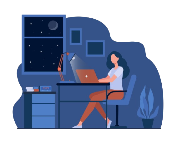 Ilustrasi orang bekerja di malam hari, sumber foto pch.vector on Freepik