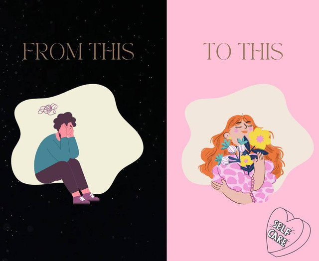 Ilustrasi Keadaan Seseorang Sebelum Self-Reward dan Setelah Self-Reward (Sumber: Dokumentasi pribadi)