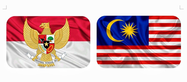 Bendera Indonesia dan Malaysia. sumber: pribadi