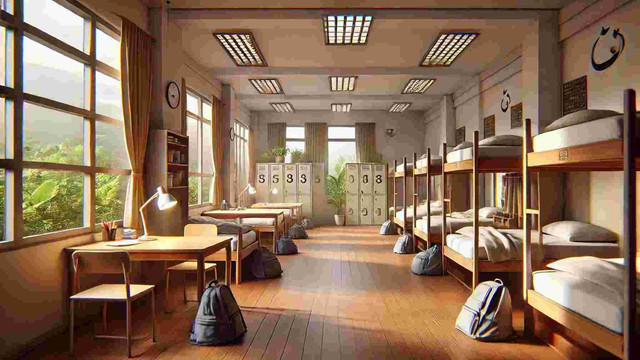 Ilustrasi Suasana Asrama Sekolah. Gambar : ChatGPT