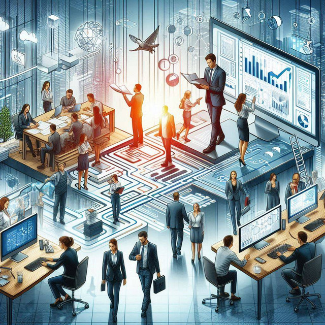 Ilustrasi Proses Bisnis vs Teknologi (sumber: bing.com/images/create)