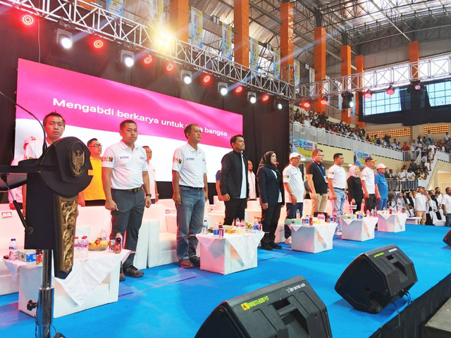 Pembukaan Kejuaraan Nasional (Kejurnas) Bola Voli U-19 resmi dibuka di GOR Siger, Bandar Lampung | Foto : Ist