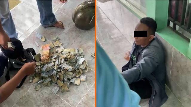 Pelaku MA (59) saat diamankan warga usai mencuri kotak amal musala Al-Mutadhi, di Dusun Temas, Desa Margoagung, Kecamatan Sumberrejo, Kabupaten Bojonegoro. Minggu (15/12/2024). (Aset: Istimewa)