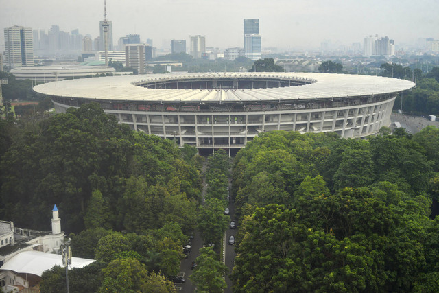 Foto udara kawasan Stadion Utama Gelora Bung Karno, Senayan, Jakarta Pusat, Jumat (10/1/2025). Foto: Iggoy el Fitra/ANTARA FOTO