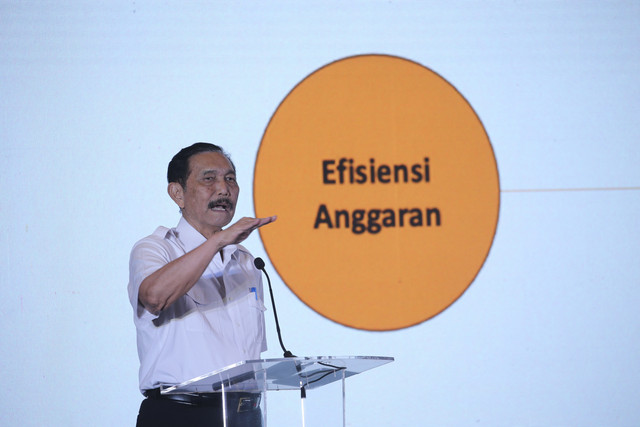 Ketua Dewan Ekonomi Nasional (DEN) Luhut Binsar Pandjaitan memberikan sambutan pada acara kumparan The Economic Insights 2025 di The Westin, Jakarta, Rabu (19/2/2025). Foto: Aditia Noviansyah/kumparan