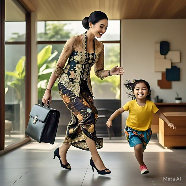 Ilustrasi Peran Ganda Wanita (Sumber: Gambar dihasilkan oleh Meta AI)