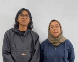 Personel Sukatani Muhammad Syifa Al Ufti atau Electroguy (gitaris) dan Novi Chitra Indriyaki atau Novi alias Twister Angel Foto: Instagram @sukatani.band