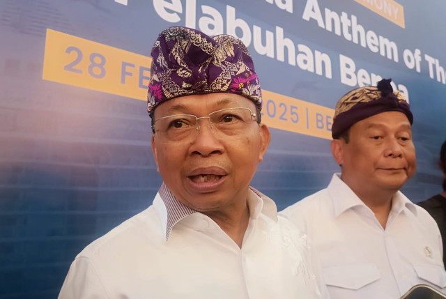 Gubernur Bali I Wayan Koster di Pelabuhan Benoa, Jumat(28/2/2025). Dok: Denita Br Matondang/kumparan