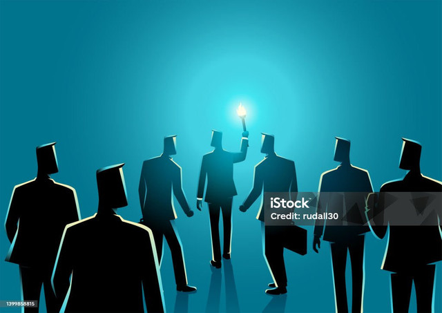 Kepemimpinan, Panutan, Pemandu, Pengikut media sosial  Maju ke masa depan (sumber:https://www.istockphoto.com/id/vektor)