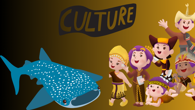 Ilustrasi kearifan lokal dan hiu Paus. Foto: canva.com