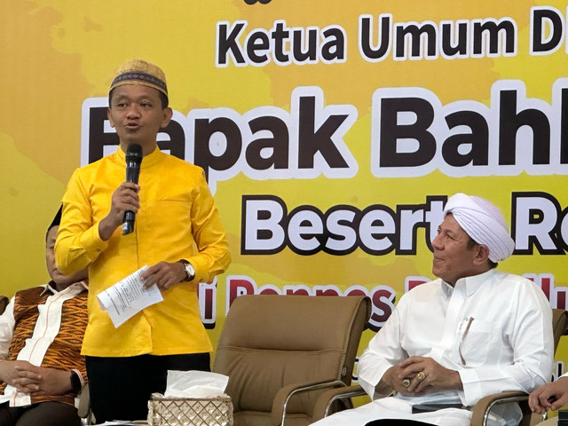 Ketua Umum Partai Golkar, Bahlil Lahadalia pada safari Ramadan ke Pondok Pesantren Darullughah Wadda'wah (Dalwa), Raci, Bangil, Pasuruan, Jumat (14/3/2025). Foto: Dok. Istimewa