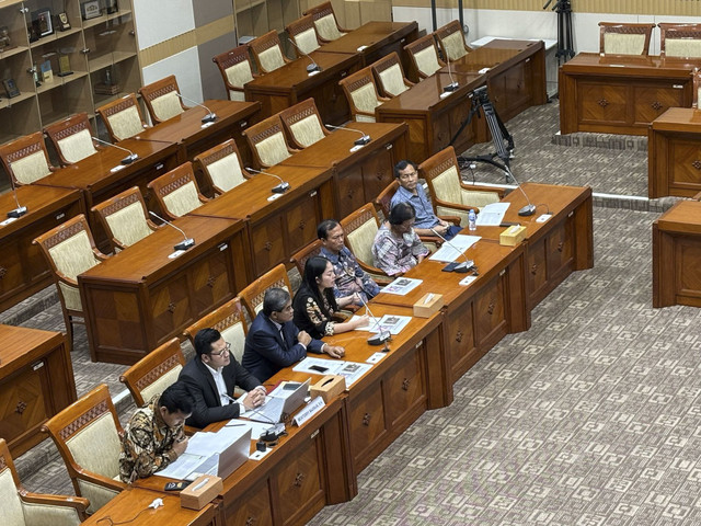 Rapat Dengar Pendapat (RDP) Komisi III DPR RI bersama istri mantan Kasat Reskrim Polres Teluk Bintuni, Iptu Tomi Samuel Marbun, di gedung parlemen, Jakarta, pada Senin (17/3/2025). Foto: Abid Raihan/kumparan