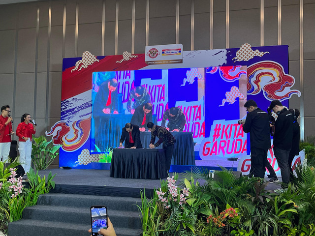 Kerja sama PSSI bersama Indomaret di Menara Indomaret, PIK, Jakarta Utara, Senin (17/3). Foto: Azrumi El Ghazali/kumparan