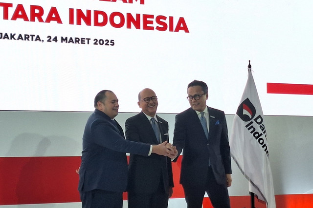 Konferensi pers perkembangan kelembagaan Danantara di Graha CIMB Niaga, Jakarta Selatan pada Senin (24/3/2025). Foto: Argya D. Maheswara/kumparan 