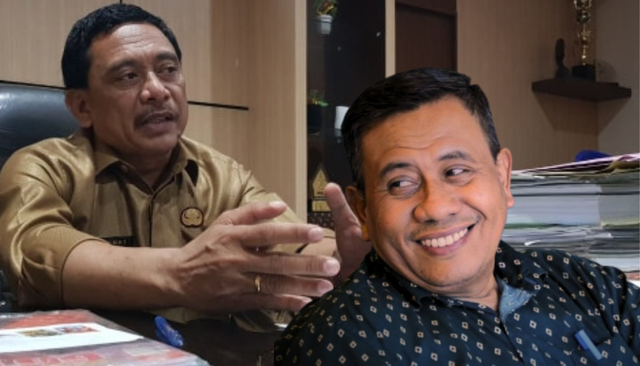 Mantan Kepala Dinas Pertanian Kabupaten Gorontalo, Rahmat Pomalingo (kiri) dan Kepala Dinas Kominfo Kabupaten Gorontalo, Safwan Bano (kanan). Selasa (25/3). Foto: Dok istimewa.