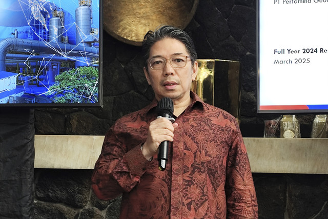 Direktur Utama PGE Julfi Hadi dalam media briefing PGEO, di kawasan Cikini, Jakarta Selatan, Rabu (26/3/2025). Foto: Widya Islamiati/kumparan