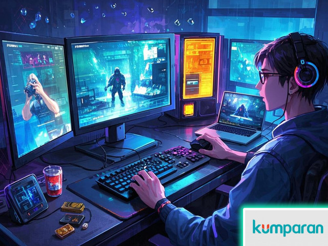 ilustrasi orang bermain pc gaming/sumber:Zidan Arkana/Cici AI