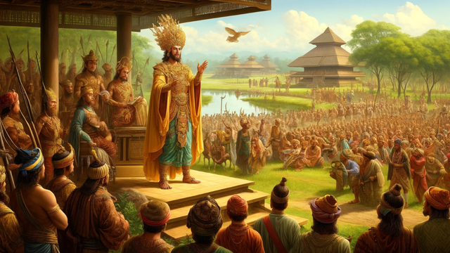 Maharaja Mulawarman di depan rakyatnya (Sumber: Dokumentasi Karya Pribadi)