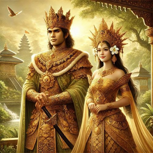 Ilustrasi Hayam Wuruk dan Dyah Pitaloka (Didesain dengan DALL·E)