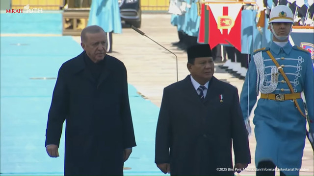Presiden Turki Recep Tayyip Erdogan menyambut kunjungan kenegaraan Presiden Prabowo Subianto di Ankara, Turki, Kamis (10/4/2025). Foto: Youtube/Sekretariat Presiden