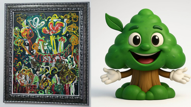 Lukisan Go Green Taruparwa dan maskot bertema sama yang diciptakan oleh seniman Sam Sianata.