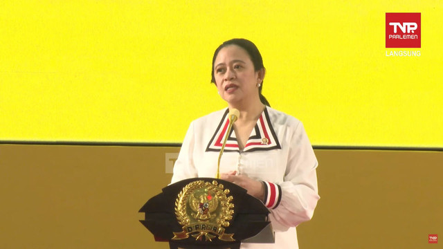 Ketua DPR RI, Puan Maharani pada acara Halalbihalal di Rumah Parlemen, Senin (14/4/2025). Foto: YouTube/ TVR Parlemen