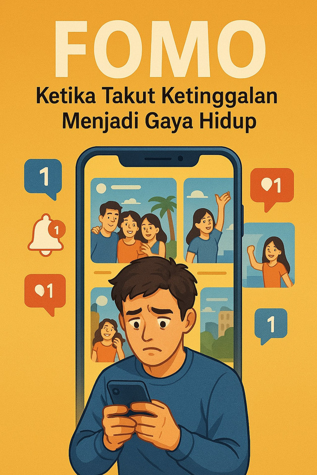 Fenomena "Fear of Missing Out" atau FOMO. Sumber: Ilustrasi ChatGPT.