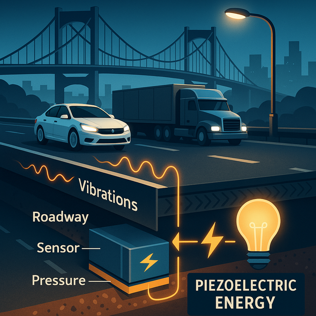 ilustrasi pembangkit listrik tenaga piezoelektrik dari getaran jalan raya dan jembatan (sumber gambar pixabay.com)