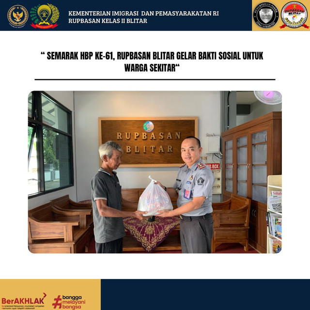 Semarak HBP Ke-61, Rupbasan Blitar Gelar Bakti Sosial Untuk Warga Sekitar