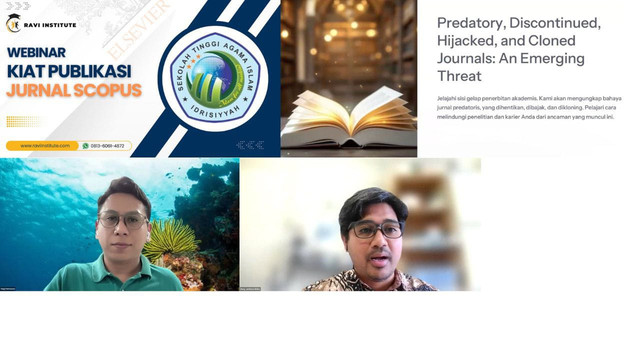 Tangkapan layar dari webinar “Kiat Publikasi Jurnal Scopus” yang diselenggarakan oleh Ravi Institute bekerja sama dengan Sekolah Tinggi Agama Islam Idrisiyyah pada Kamis, 17 April 2025. (ist)