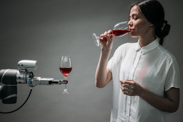 Ilustrasi AI Membantu Pekerjaan Manusia - Photo by Pavel Danilyuk: https://www.pexels.com/photo/woman-drinking-red-wine-8439091/