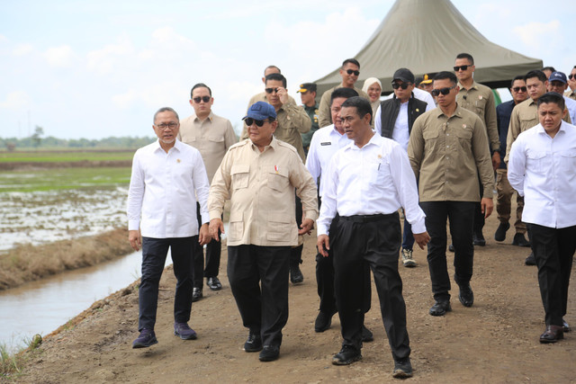 Presiden Prabowo saat melakukan unjungan kerjanya ke Desa Pelabuhan Dalam, Kecamatan Pamulutan, Kabupaten Ogan Ilir, Sumsel. Dok : Kementan