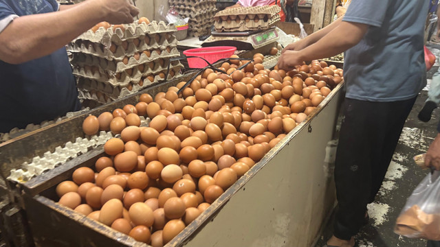 Pedagang telur di Pasar Lenteng Agung. Foto: Ave Airiza Gunanto/kumparan