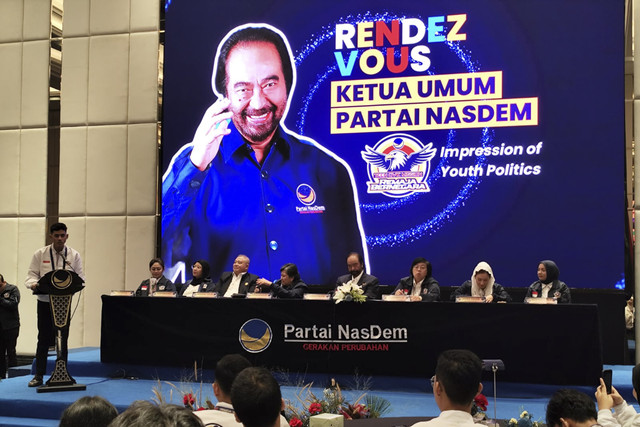 Suasana acara penutupan program Remaja Bernegara yang diinsiasi oleh Partai NasDem di DPP NasDem, Jakarta, Sabtu (26/4/2025). Foto: Luthfi Humam/kumparan
