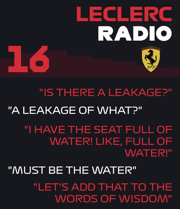 Ilustrasi Komunikasi Antara Charles Leclerc-Tim Ferrari (Foto: Twitter/@radiomessages)