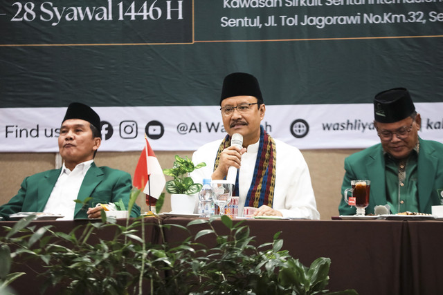 Menteri Sosial RI Saifullah Yusuf (Gus Ipul)  dalam pembukaan Rapat Kerja Nasional dan Rapat Pimpinan Nasional Jamaah Al Jam’iyatul Washliyah di Sentul, Bogor, Sabtu (26/4/2025). Foto: Dok. Kemensos