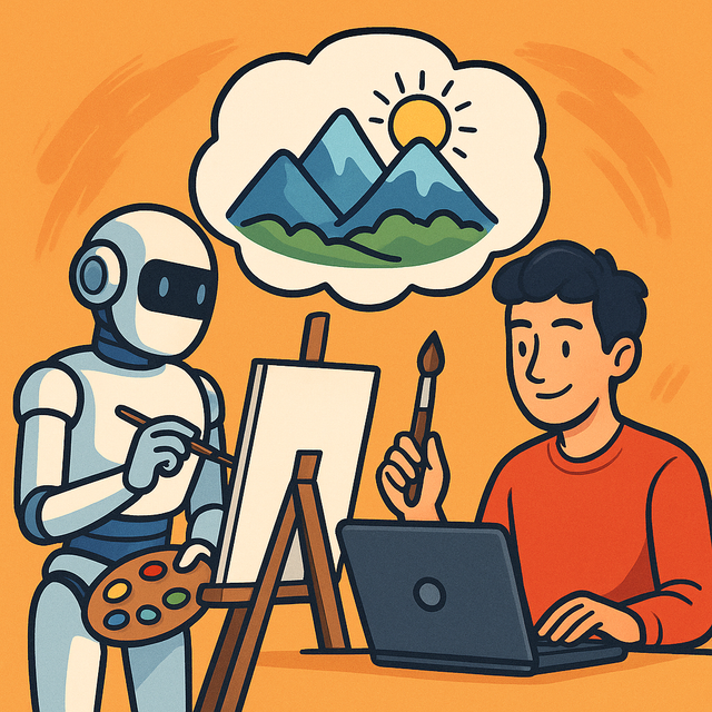 Koreografi Manusia-Mesin. Gambar dibuat dengan ChatGPT 4o