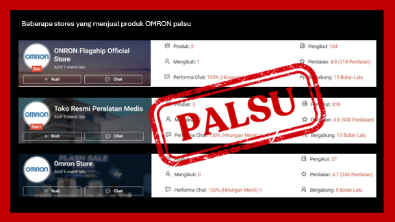Deretan toko yang menjual produk OMRON palsu. Foto: dok. Istimewa