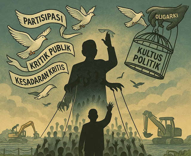 ilustrasi kultus politik (sumber: gambar dibuat oleh AI).