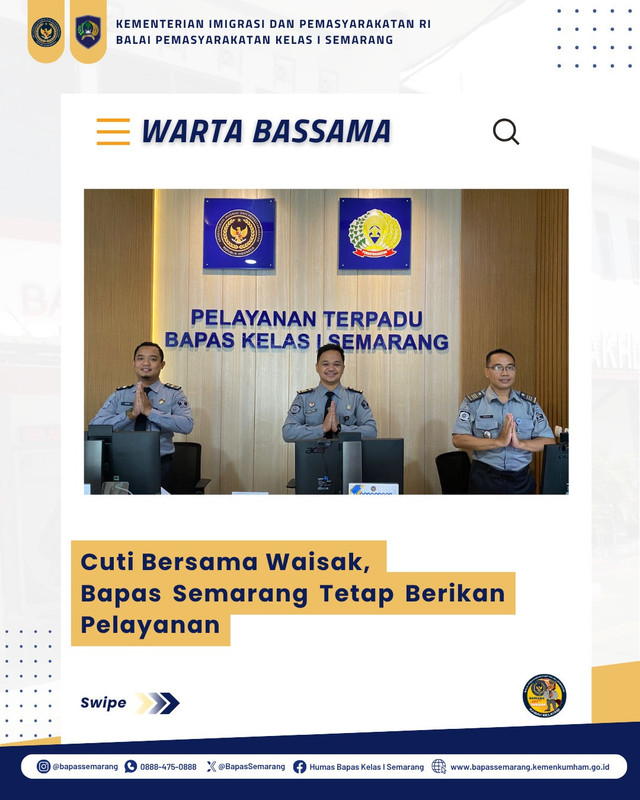 Cuti Bersama Waisak, Bapas Semarang Tetap Berikan Pelayanan